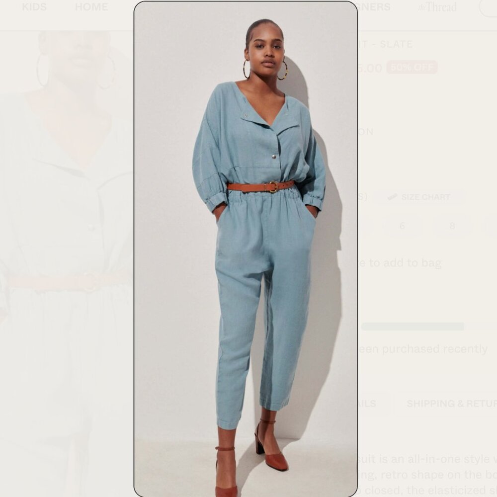 Rachel Comey Holt Jumpsuit, Light Blue Linen, Size 2